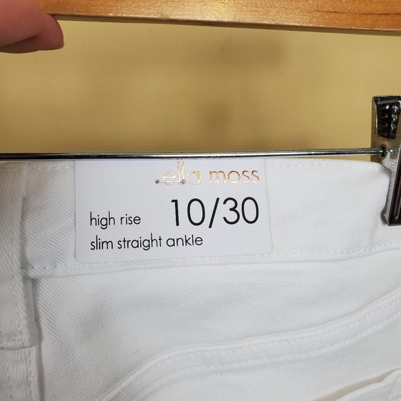 Ella Moss High Rise Slim Straight Ankle Jean in White Size 10/30 - Picture 8 of 8